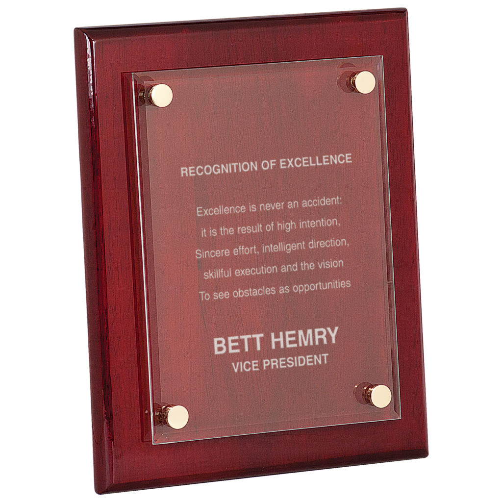 8" x 10" Rosewood Piano Finish Floating Acrylic Plaque