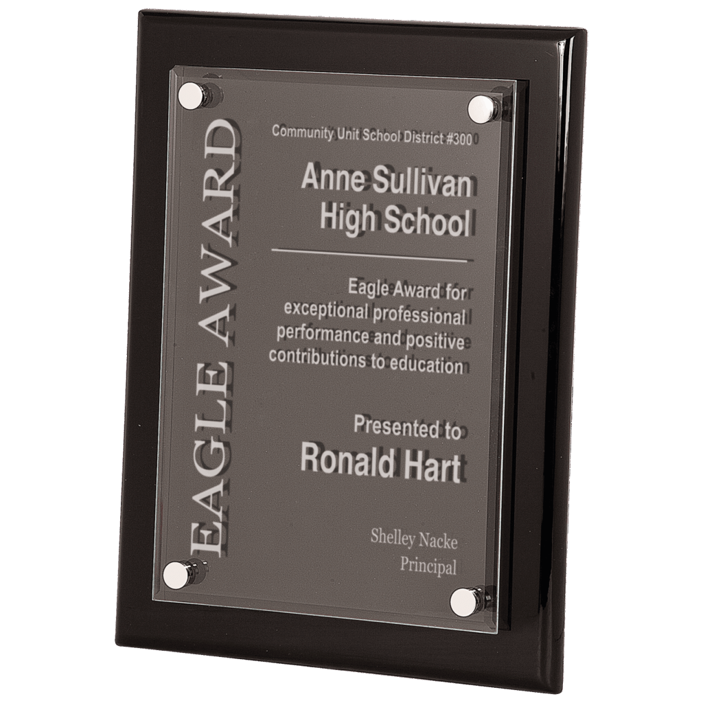 10 1/2" x 13" Black Piano Finish Floating Acrylic Plaque