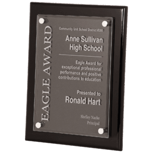 10 1/2" x 13" Black Piano Finish Floating Acrylic Plaque