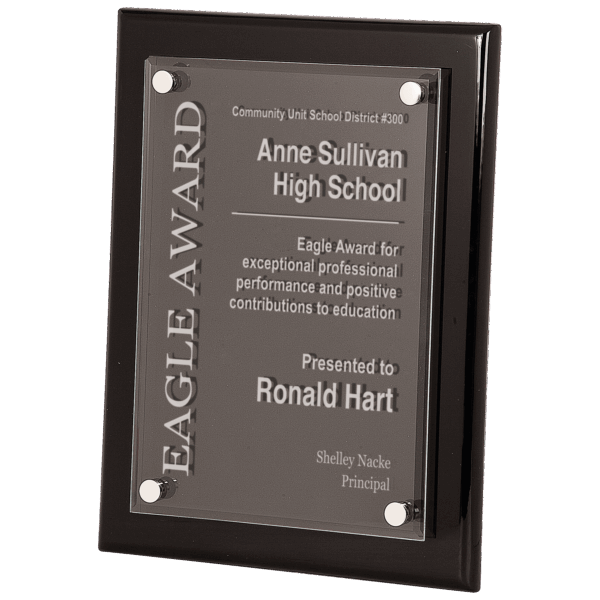 10 1/2" x 13" Black Piano Finish Floating Acrylic Plaque