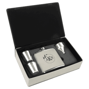 6 oz. White Laserable Leatherette Flask Gift Set