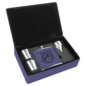 6 oz. Purple Laserable Leatherette Flask Gift Set