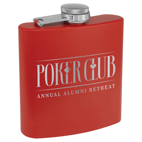 6 oz. Matte Red Powder Coated Laserable Stainless Steel Flask