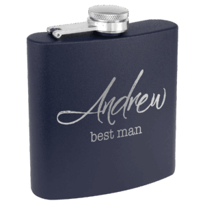 6 oz. Matte Navy Blue Powder Coated Laserable Stainless Steel Flask