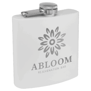 6 oz. Matte White Powder Coated Laserable Stainless Steel Flask