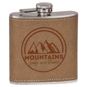 6 oz. Leather Laserable Stainless Steel Flask