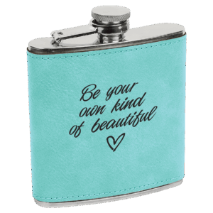 6 oz. Teal Laserable Leatherette Stainless Steel Flask