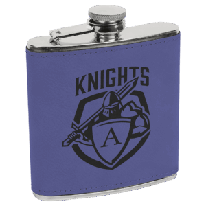 6 oz. Purple/Black Laserable Leatherette Stainless Steel Flask