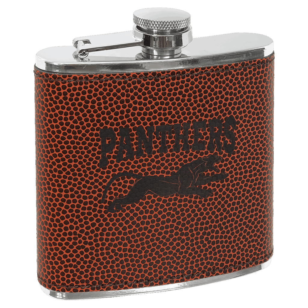 6 oz. Football Laserable Leatherette Stainless Steel Flask
