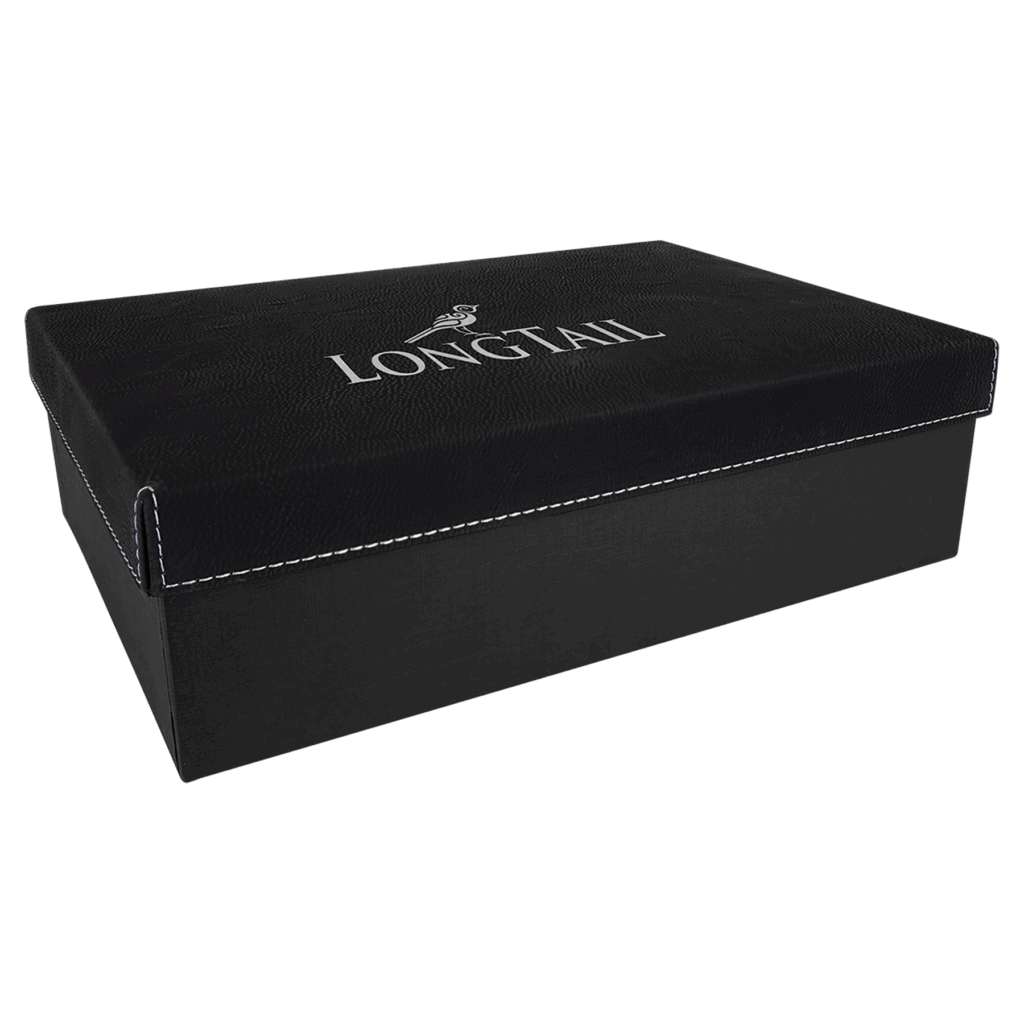 11 3/4" x 7 3/4" Black/Silver Gift Box with Laserable Leatherette Lid