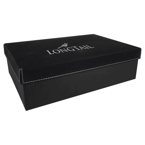 11 3/4" x 7 3/4" Black/Silver Gift Box with Laserable Leatherette Lid