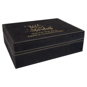 8" x 6 3/8" Black/Gold Laserable Leatherette Premium Gift Box