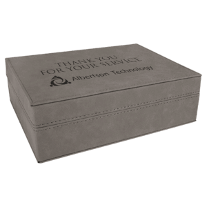 8" x 6 3/8" Gray Laserable Leatherette Premium Gift Box
