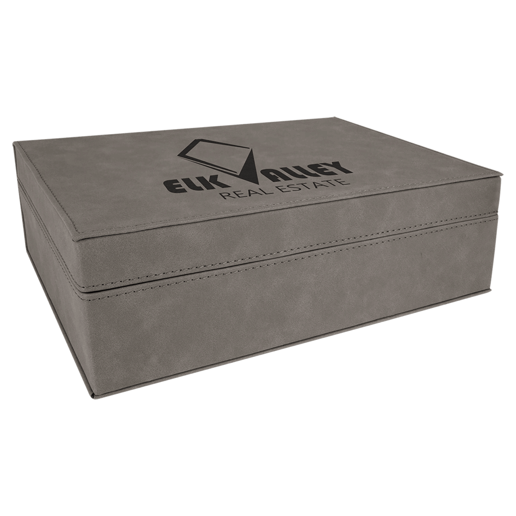 10 1/4" x 7 1/2" Gray Laserable Leatherette Premium Gift Box