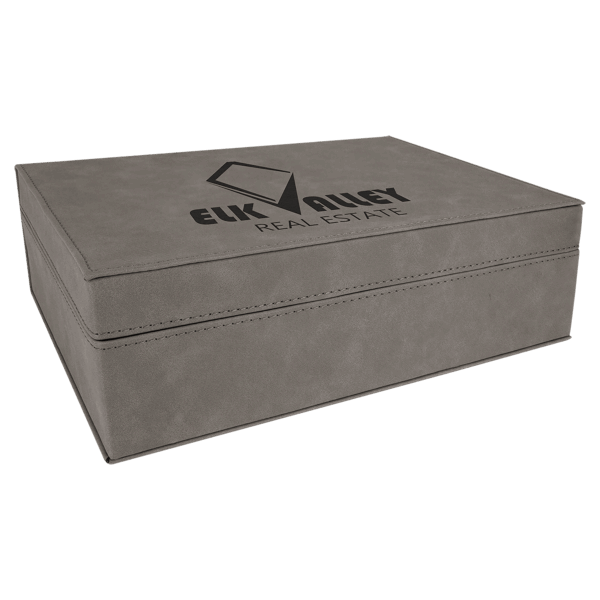 10 1/4" x 7 1/2" Gray Laserable Leatherette Premium Gift Box