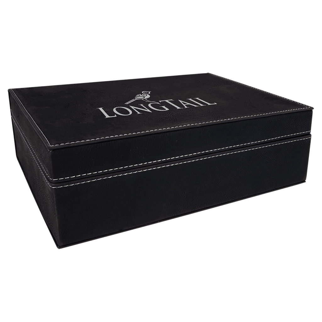 10 1/4" x 7 1/2" Black/Silver Laserable Leatherette Premium Gift Box