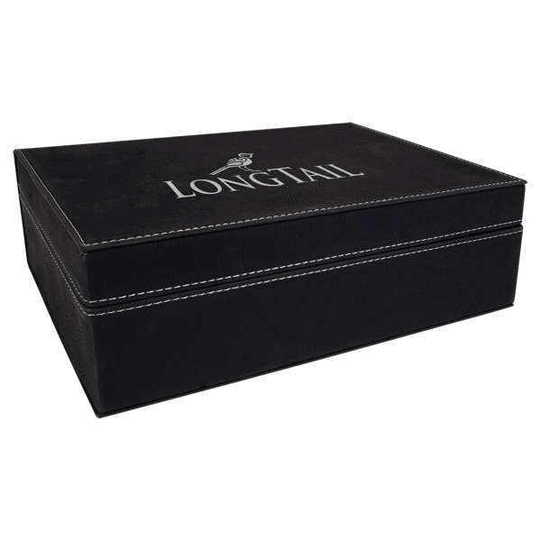 10 1/4" x 7 1/2" Black/Silver Laserable Leatherette Premium Gift Box