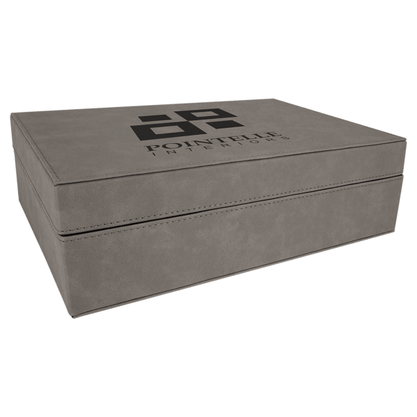 12 1/4" x  8 1/4" Gray Laserable Leatherette Premium Gift Box