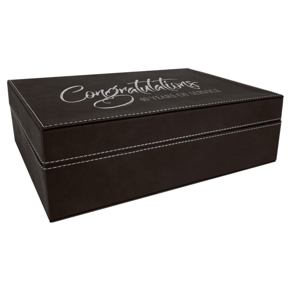 12 1/4" x  8 1/4" Black/Silver Laserable Leatherette Premium Gift Box