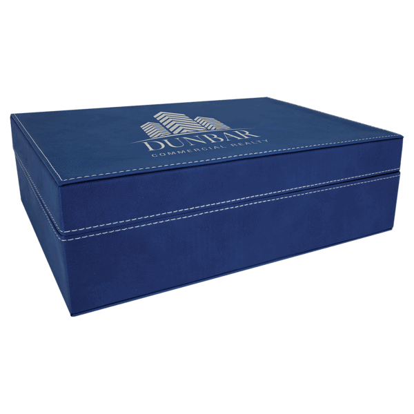 12 1/4" x  8 1/4" Blue/Silver Laserable Leatherette Premium Gift Box