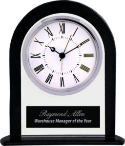 6 1/4" Black/Clear Glass Arch Clock