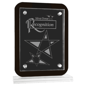 7 1/2" x 10" Black Floating Glass Standup Plaque