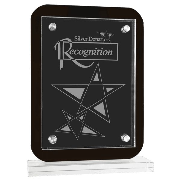 7 1/2" x 10" Black Floating Glass Standup Plaque