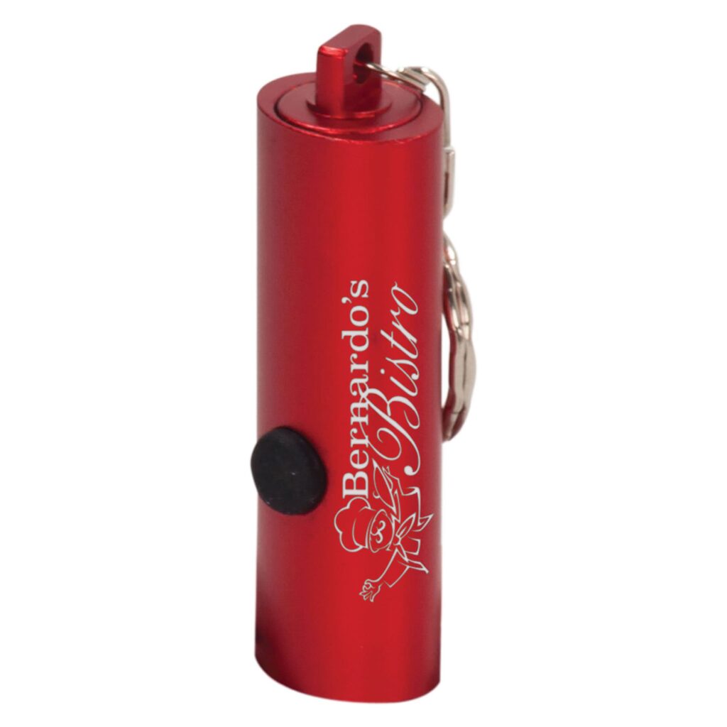 2 3/8" Red 3-LED Laserable Flashlight with Keychain