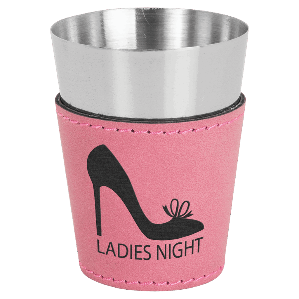 2 oz. Pink Laserable Leatherette & Stainless Steel Shot Glass