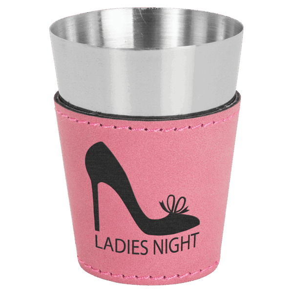 2 oz. Pink Laserable Leatherette & Stainless Steel Shot Glass