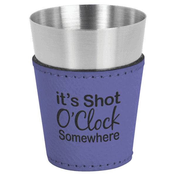 2 oz. Purple Laserable Leatherette & Stainless Steel Shot Glass