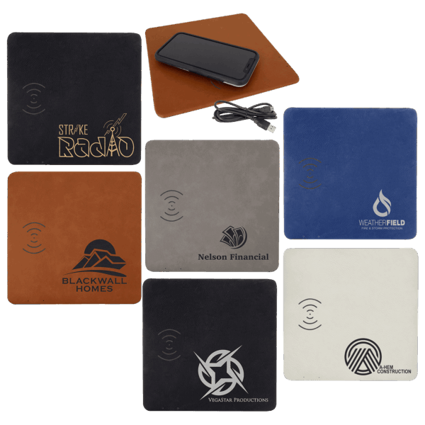 8" x 8" Laserable Leatherette Phone Charging Mat Sample Set