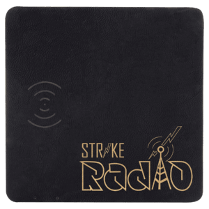 8" x 8" Black/Gold Laserable Leatherette Phone Charging Mat
