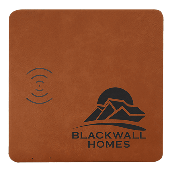 8" x 8" Rawhide Laserable Leatherette Phone Charging Mat