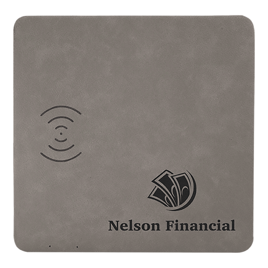 8" x 8" Gray Laserable Leatherette Phone Charging Mat