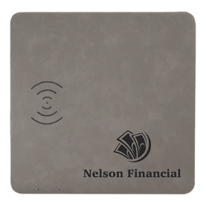 8" x 8" Gray Laserable Leatherette Phone Charging Mat