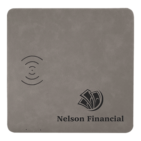 8" x 8" Gray Laserable Leatherette Phone Charging Mat