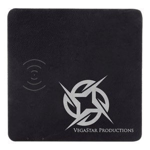 8" x 8" Black/Silver Laserable Leatherette Phone Charging Mat