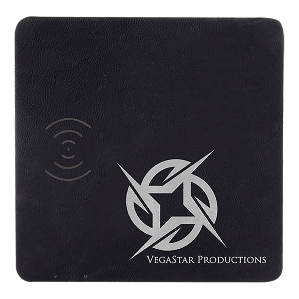 8" x 8" Black/Silver Laserable Leatherette Phone Charging Mat