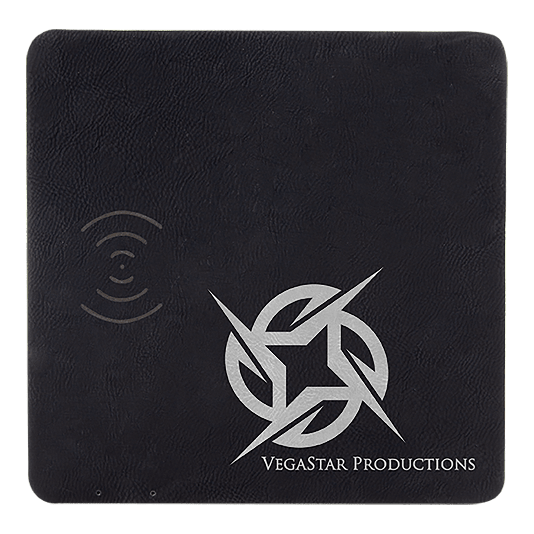 8" x 8" Black/Silver Laserable Leatherette Phone Charging Mat