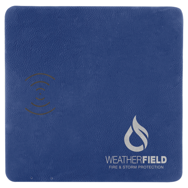 8" x 8" Blue/Silver Laserable Leatherette Phone Charging Mat