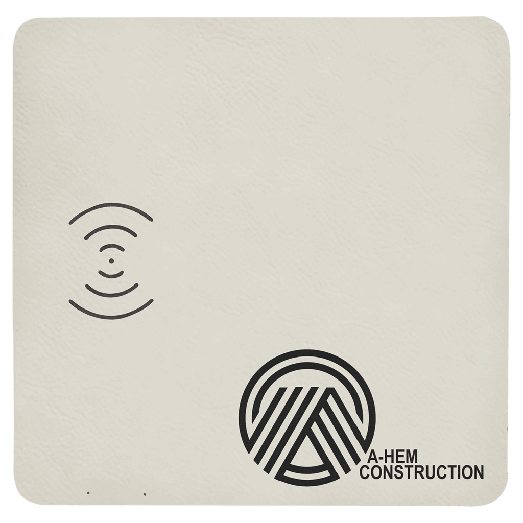 8" x 8" White Laserable Leatherette Phone Charging Mat