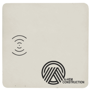 8" x 8" White Laserable Leatherette Phone Charging Mat
