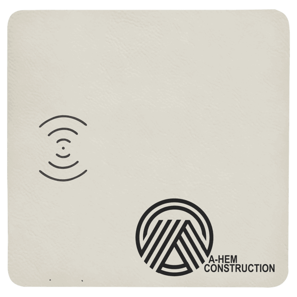 8" x 8" White Laserable Leatherette Phone Charging Mat