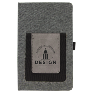 5 1/4" x 8 1/4" Gray w/Gray Laserable Leatherette Journal with Cell/Card Slot