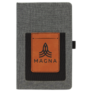 5 1/4" x 8 1/4" Gray w/Rawhide Laserable Leatherette Journal with Cell/Card Slot