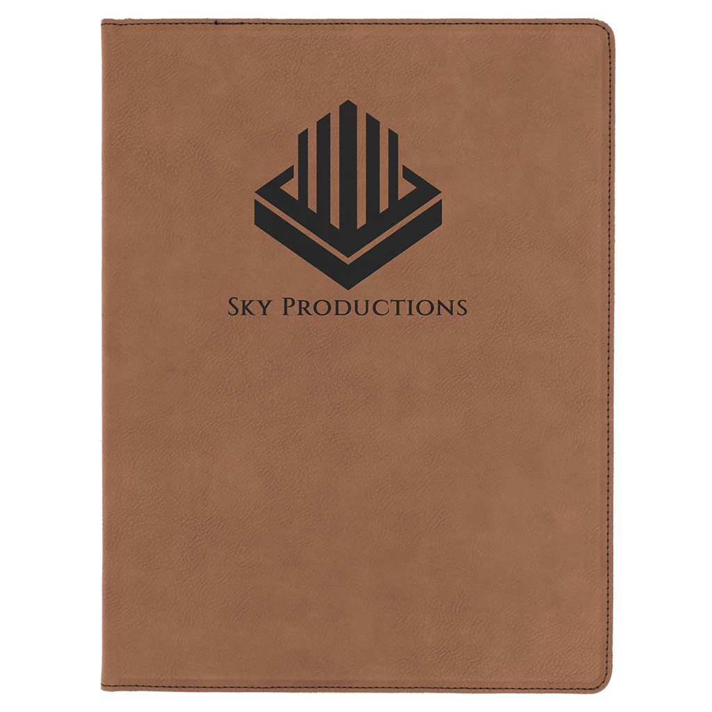 9 1/2" x 12" Dark Brown Laserable Leatherette Portfolio with Notepad