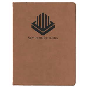 9 1/2" x 12" Dark Brown Laserable Leatherette Portfolio with Notepad