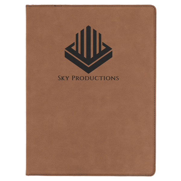 9 1/2" x 12" Dark Brown Laserable Leatherette Portfolio with Notepad