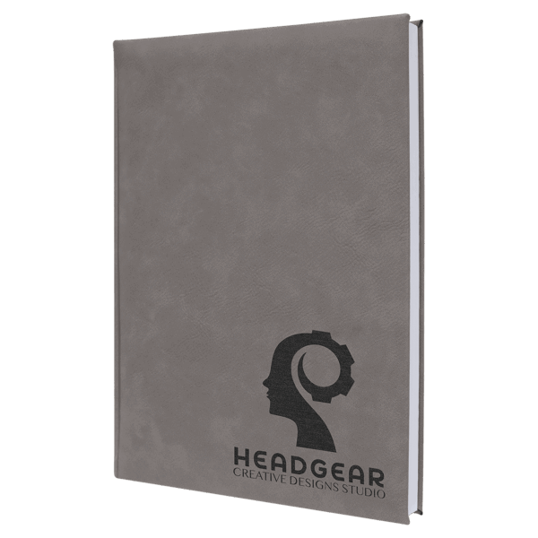 7" x 9 3/4" Gray Laserable Leatherette Sketch Book with Unlined Notepad